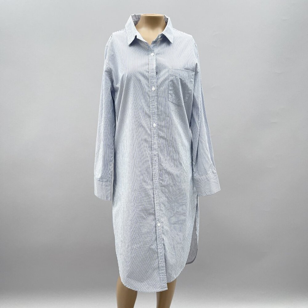Rails Shirt Dress Size Small Stripe Blue White Button Oversized Coastal